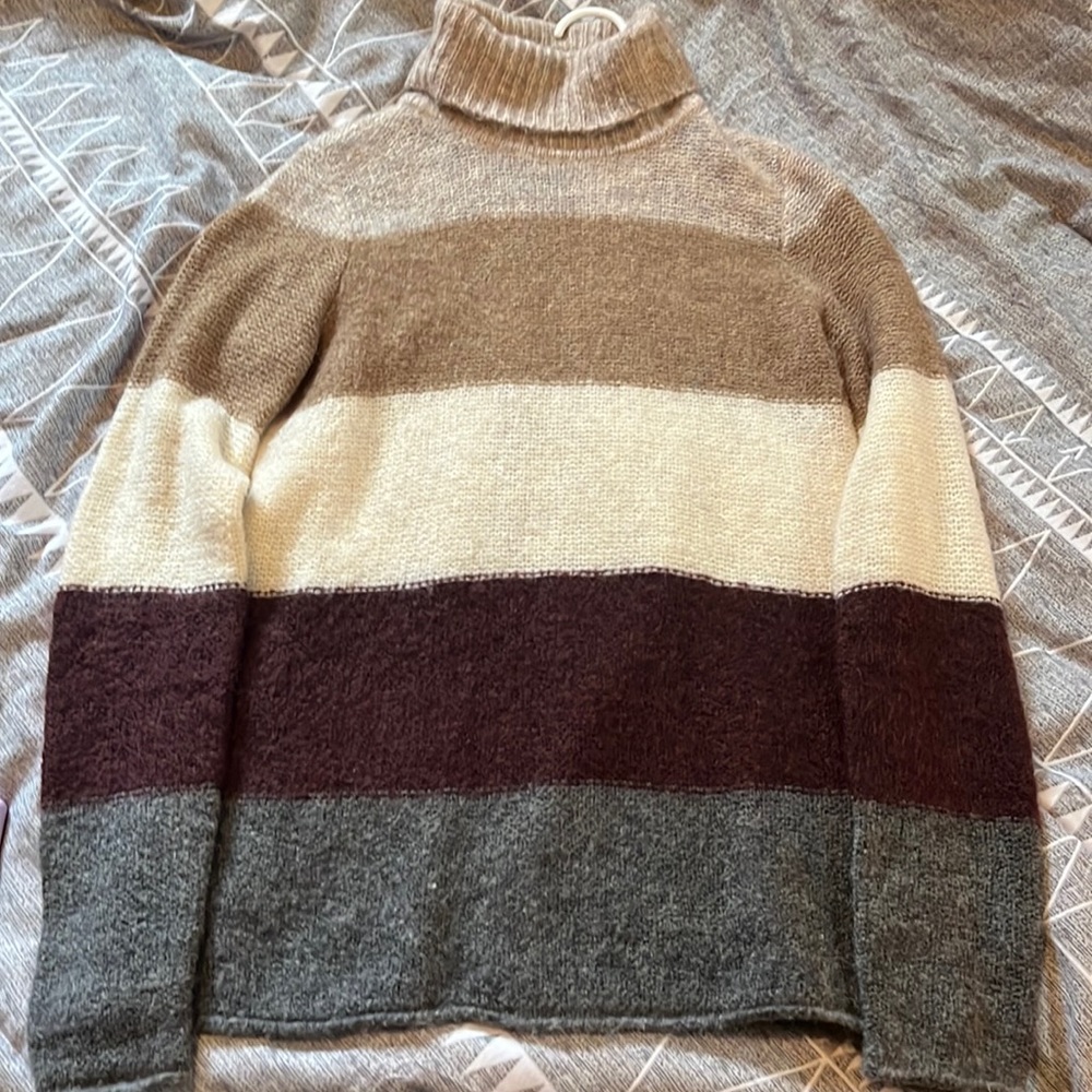 Multicolor, Knitted Turtle Neck Sweater